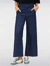 Manteaux | La maison du manteau au Québec Pantalon Denim Ajusté en Coton Extensible avec Ceinture Amovible par Froccella