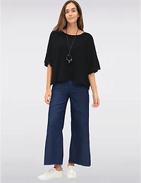 Manteaux | La maison du manteau au Québec Pantalon Denim Ajusté en Coton Extensible avec Ceinture Amovible par Froccella
