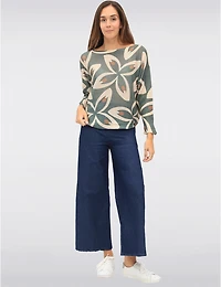 Manteaux | La maison du manteau au Québec Pantalon Ample en Denim Coton Extensible à Jambes Larges et Poches par Froccella