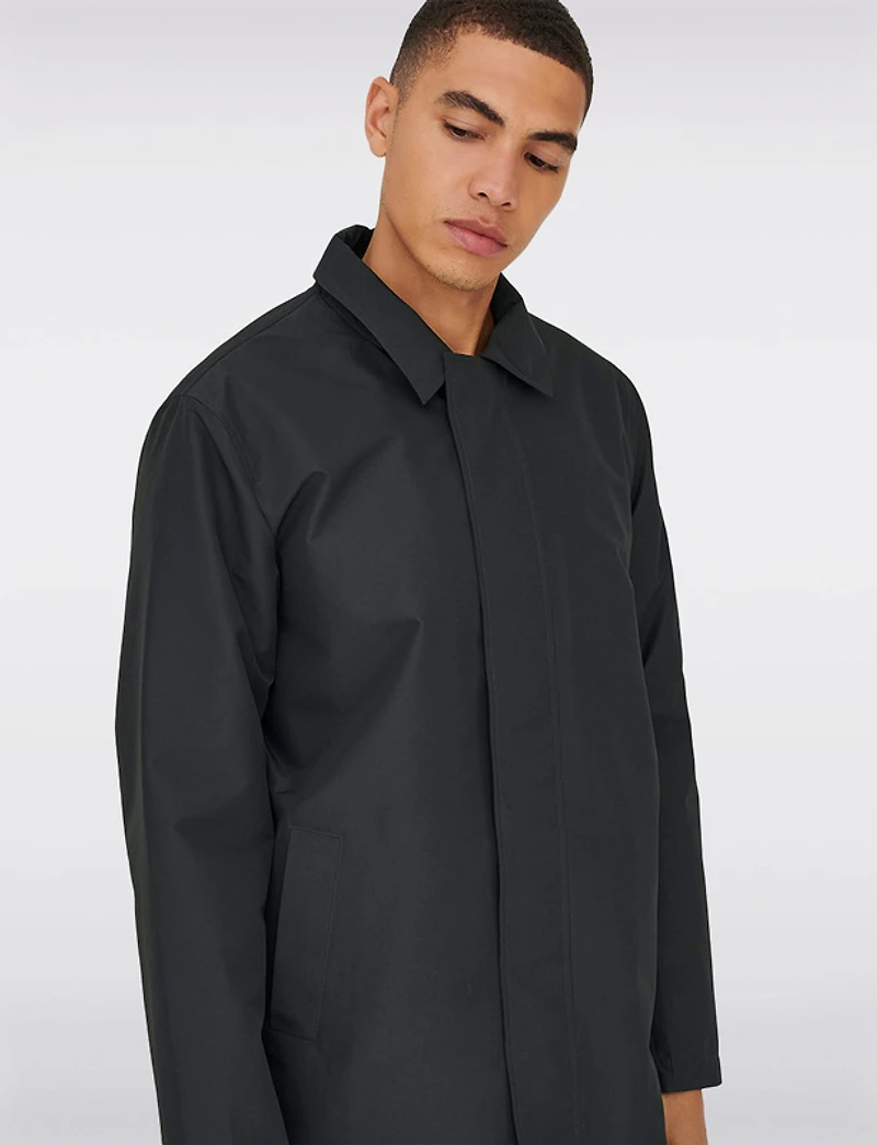 Manteaux | La maison du manteau au Québec Veste Mi-Longue Classique en Nylon Léger Marine Avec Fermeture Éclair par Only
