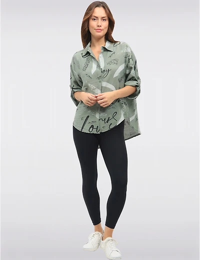 Manteaux | La maison du manteau au Québec Chemise Boutonnée Asymétrique à Imprimé Écriture & Pinceau par Froccella