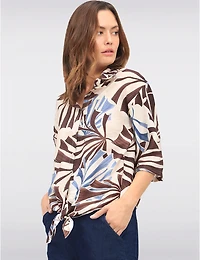 Manteaux Manteaux | La maison du manteau au Québec Blouse à Imprimé Abstrait avec Nœud Frontale et Manches Ajustables par Froccella