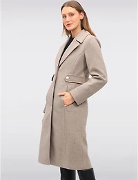 Manteau Long Chic Effet Laine Col Classique & Ceinturage à La Taille par Saki