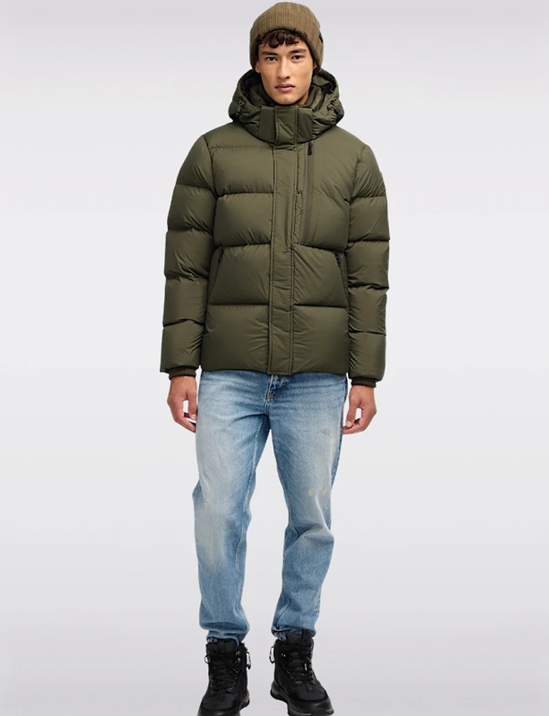 Veste Matelassée en Duvet Pajar pour Homme avec Col Haut et Capuche Détachable