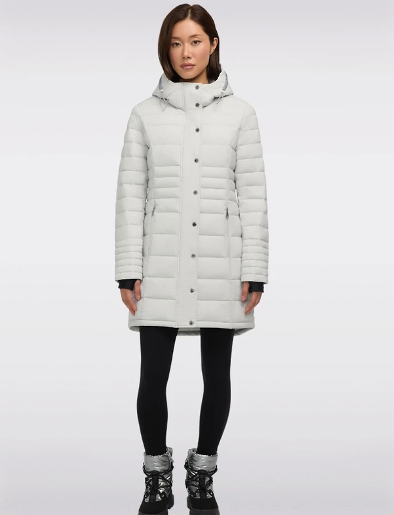 Manteau Matelassé Mi-long Léger Avec Capuche Amovible Ourlet Arrondi par Pajar