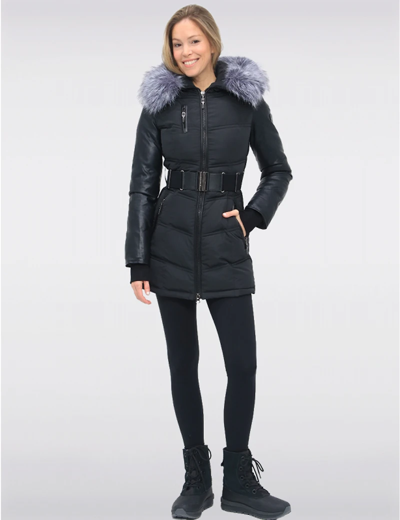 Manteau Doudoune Vegan de Luxe avec Capuche et Faux Fourrure Amovible par Sicily