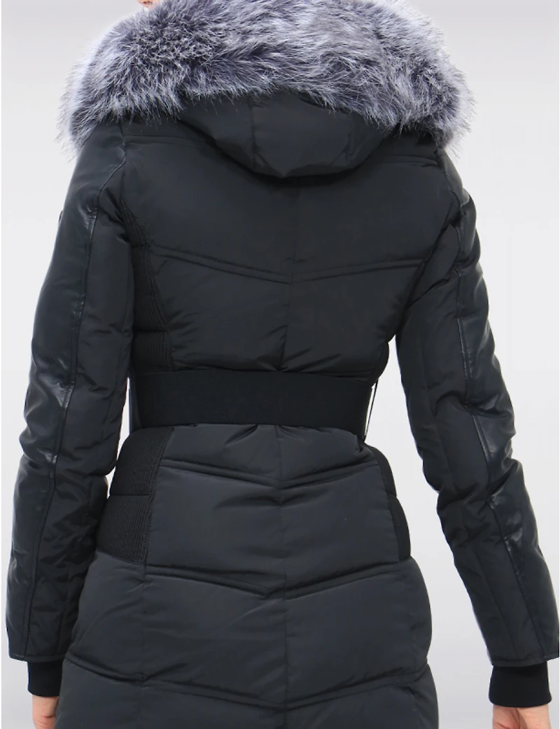 Manteau Doudoune Vegan de Luxe avec Capuche et Faux Fourrure Amovible par Sicily