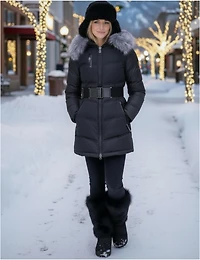 Manteau Doudoune Vegan de Luxe avec Capuche et Faux Fourrure Amovible par Sicily