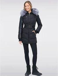 Manteau Doudoune Vegan de Luxe avec Capuche et Faux Fourrure Amovible par Sicily