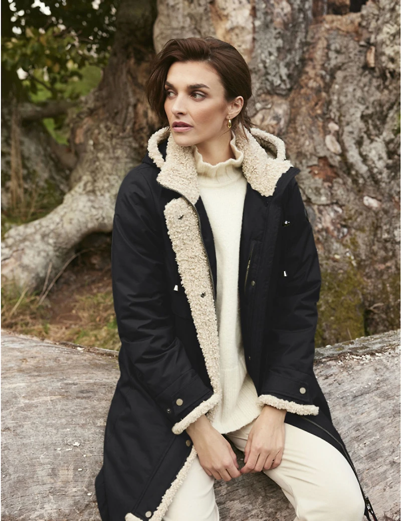 Manteau maxi Frandsen à garniture sherpa – Offres Black Friday