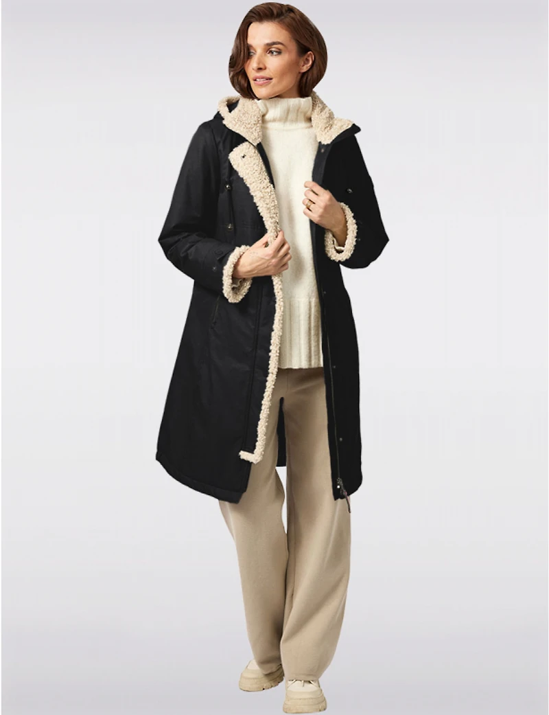 Manteau maxi Frandsen à garniture sherpa – Offres Black Friday