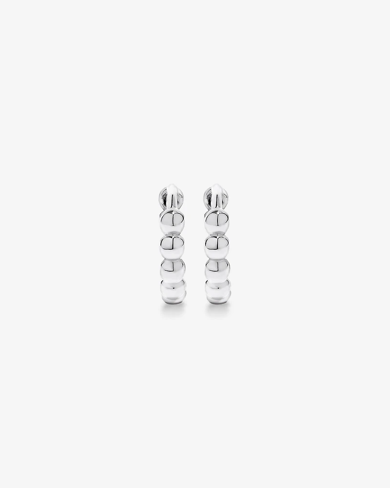 10.5mm Beaded Huggie Earrings in Sterling Silver