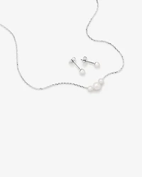 Ensemble boucles d'oreilles et collier de perles de culture d'eau douce en argent sterling