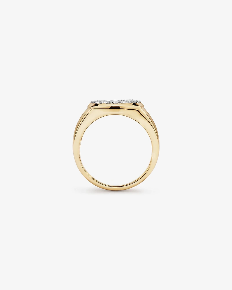 Bague chevalière en grappe de diamants TW de 1,00 carat en or jaune 10 carats