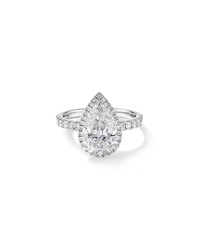 Bague de fiançailles en or blanc 18 carats avec halo de diamants taille poire de 3,60 carats
