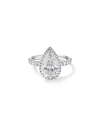 Bague de fiançailles en or blanc 18 carats avec halo de diamants taille poire de 3,60 carats
