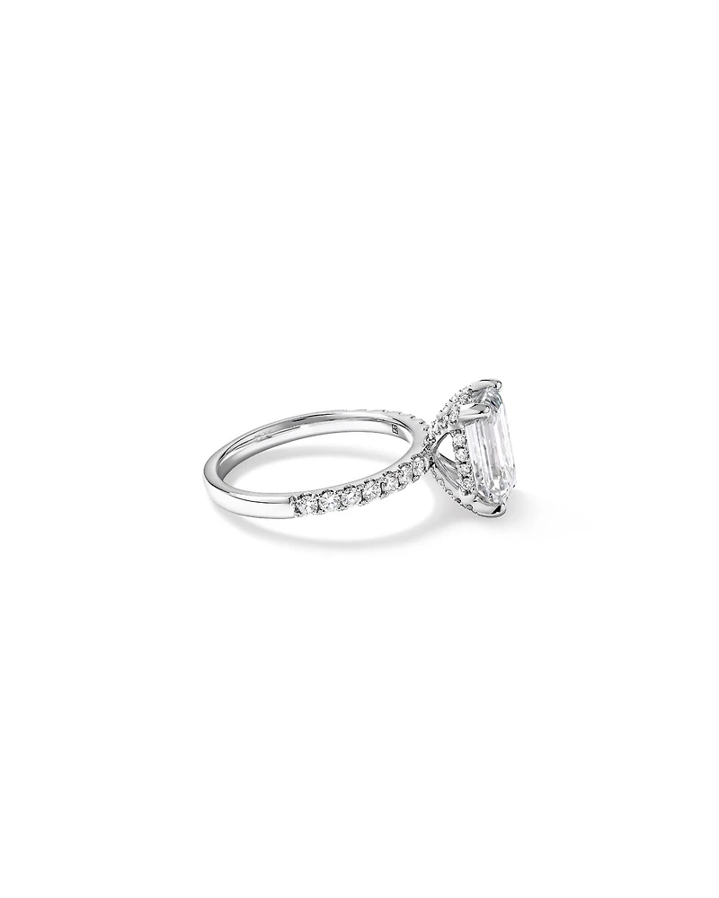 3.50 Carat TW Emerald Cut Laboratory-Grown Diamond Engagement Ring in 18kt White Gold