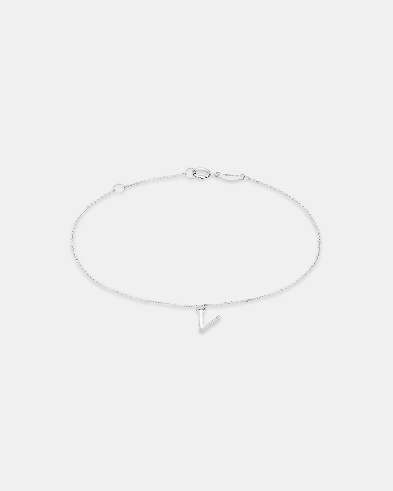 19cm (7.5") V Initial Bracelet in Sterling Silver