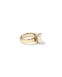 Bague de fiançailles en or jaune 18 carats avec diamant de laboratoire taille émeraude de 4,56 carats