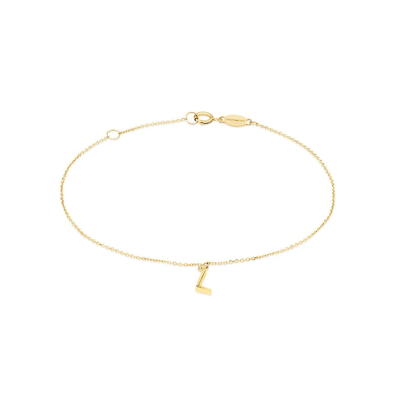 Collier à pendentif initiale L en or jaune 10 K