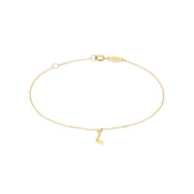 Collier à pendentif initiale L en or jaune 10 K