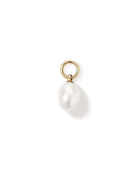 Oval Cultured Freshwater Pearl Single Earring Charm in 10kt Yellow Gold