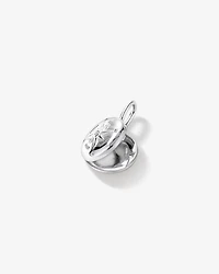 Pendentif boussole rond avec accents de diamants en argent sterling