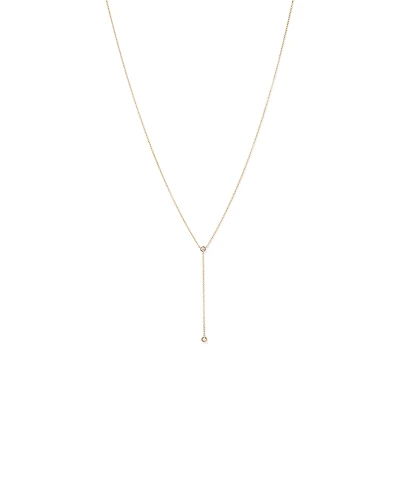 0.14 Carat TW Round Brilliant Diamond Bezel Set Lariat Necklace in 10kt Yellow Gold