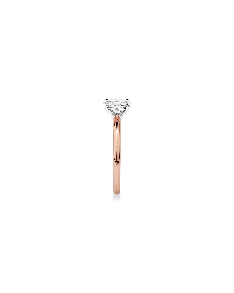 Bague de fiançailles solitaire ovale en diamant cultivé en laboratoire TW de 0,70 carat en or rose et blanc 14 carats