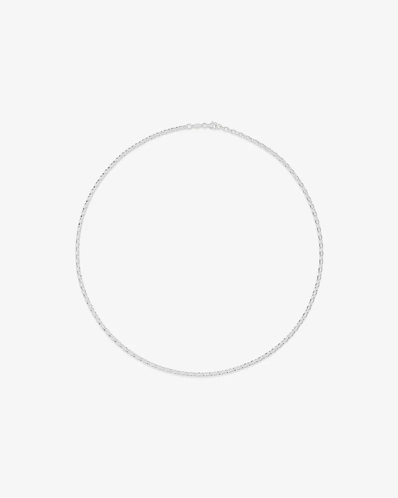 55cm (22") 3mm-3.5mm Width Oval Belcher Chain in Sterling Silver
