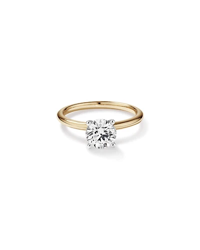 Bague De Fiançailles Solitaire En Diamant De Laboratoire Rond Brillant De 1,25 Carat Poids Total En Or Jaune Et Blanc 14 Carats