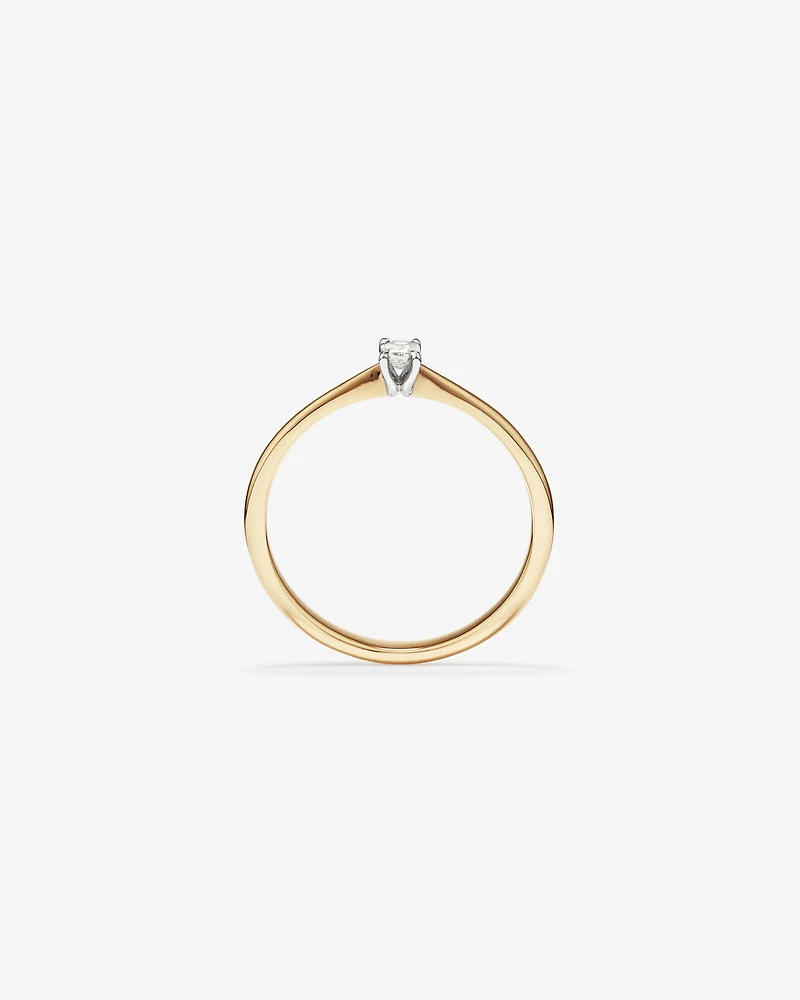 Emerald Cut Diamond Solitaire Promise Ring in 10kt Yellow and White Gold