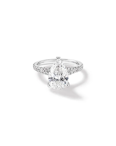 Bague de fiançailles en or blanc 18 carats avec diamant de laboratoire taille poire de 3,50 carats