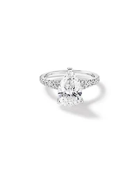Bague de fiançailles en or blanc 18 carats avec diamant de laboratoire taille poire de 3,50 carats