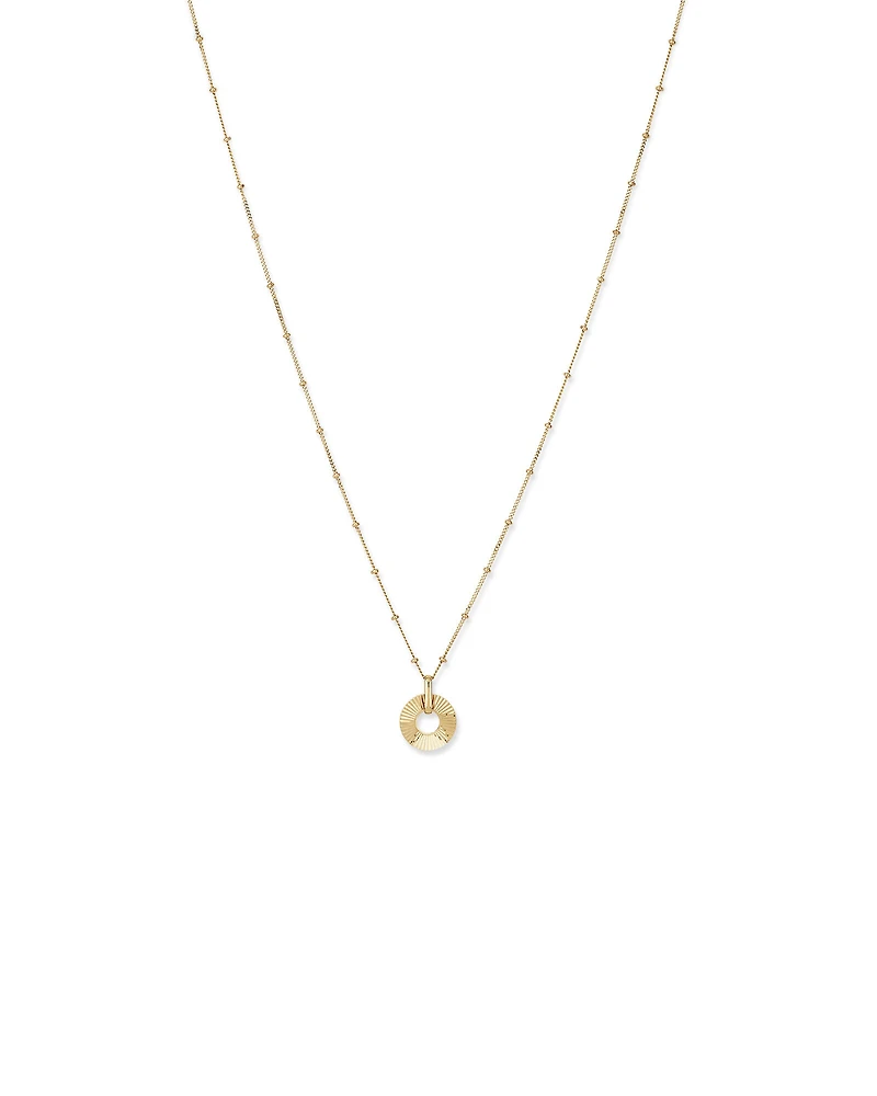 Collier pendentif cercle ouvert Sunray en or jaune 10 kt