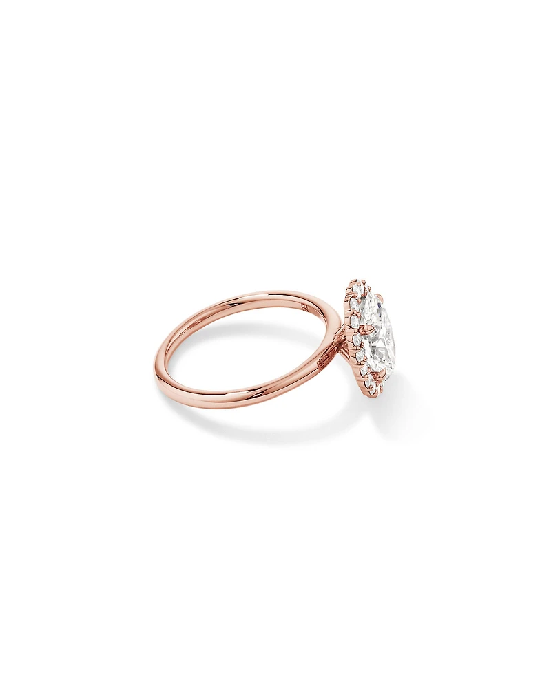 2.34 Carat TW Oval Cut Laboratory-Grown Diamond Halo Engagement Ring in 14kt Rose Gold