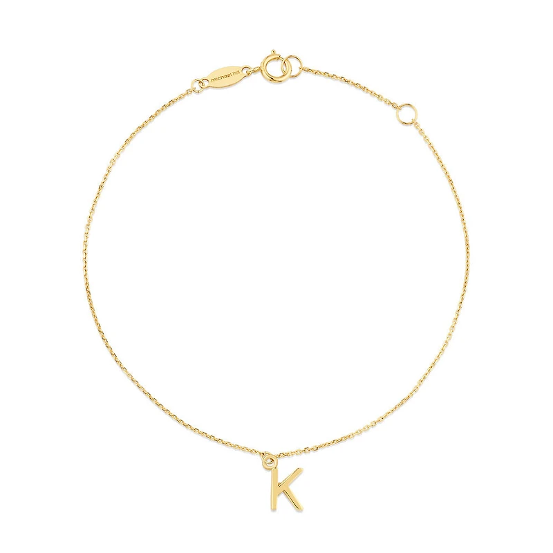 Collier à pendentif initiale K en or jaune 10 K
