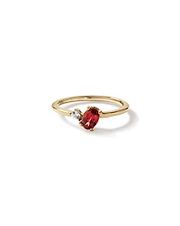 Bague avec saphir blanc et grenat ovale en or jaune 10 carats