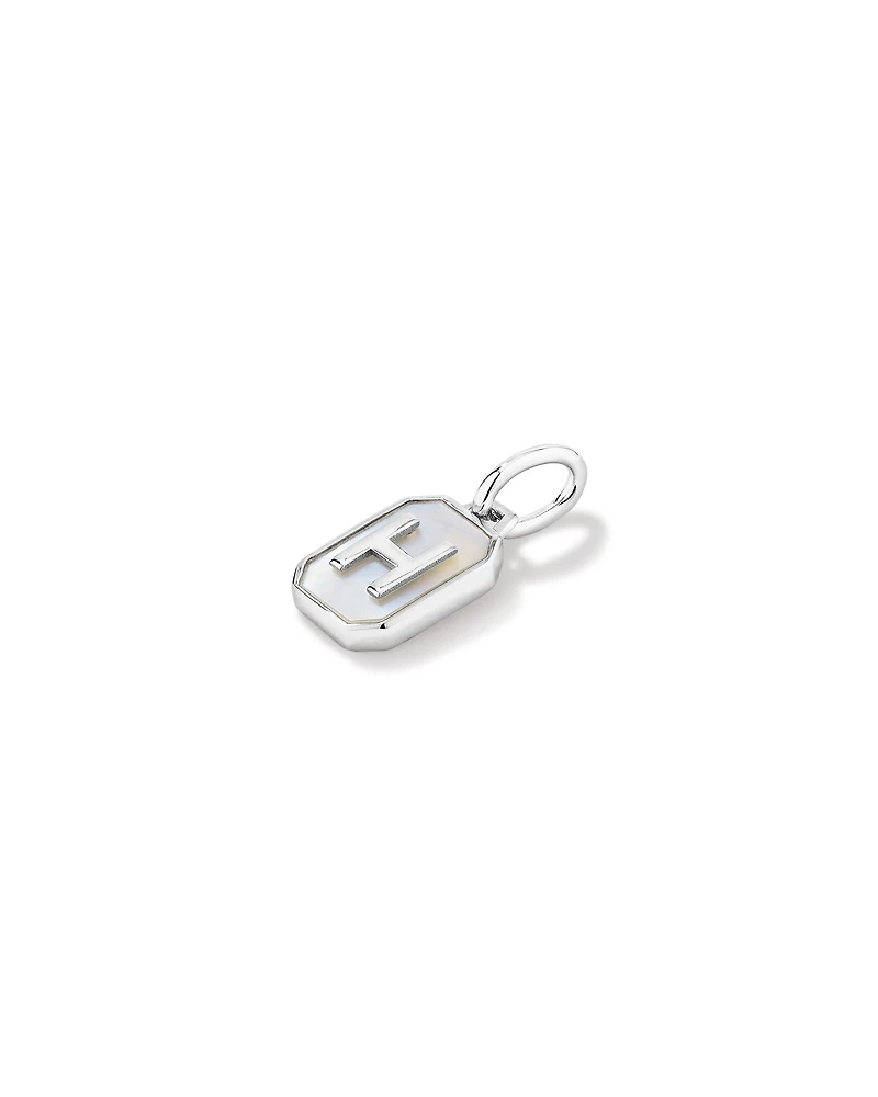 Letter H Mother of Pearl Initial Pendant in Sterling Silver