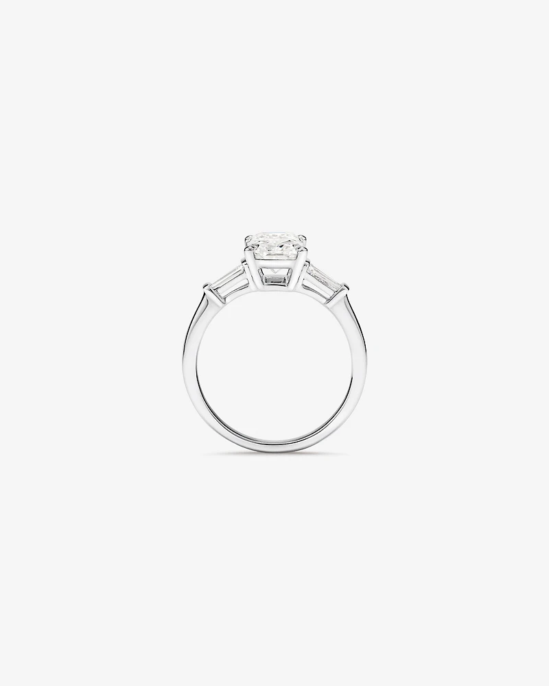 Bague de fiançailles en or blanc 14 carats, diamants de laboratoire de 2,25 carats, taille baguette et taille radiante