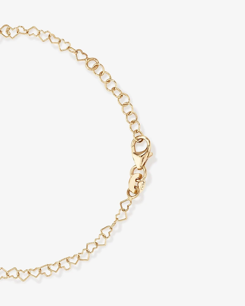 Bracelet à maillons en forme de cœur en or jaune 10 carats