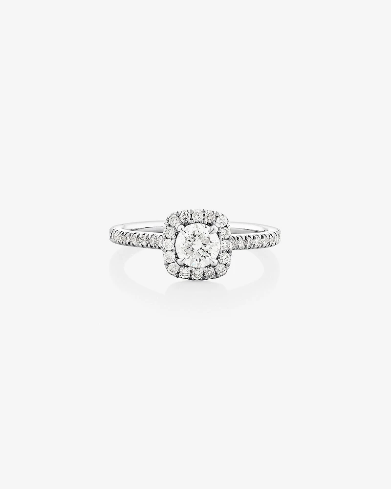 Bague de fiançailles en or blanc 14 K avec diamants totalisant 0,95 ct