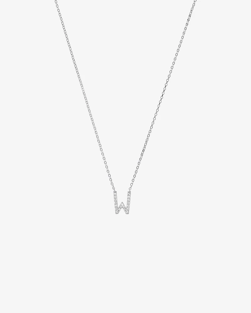 W Initial Necklace with 0.10 Carat TW of Diamonds in 10kt White Gold