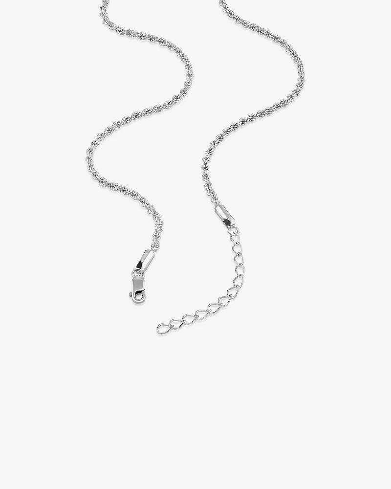 Chaîne cordelette en argent sterling de 50 cm, largeur de 2 à 2,5 mm