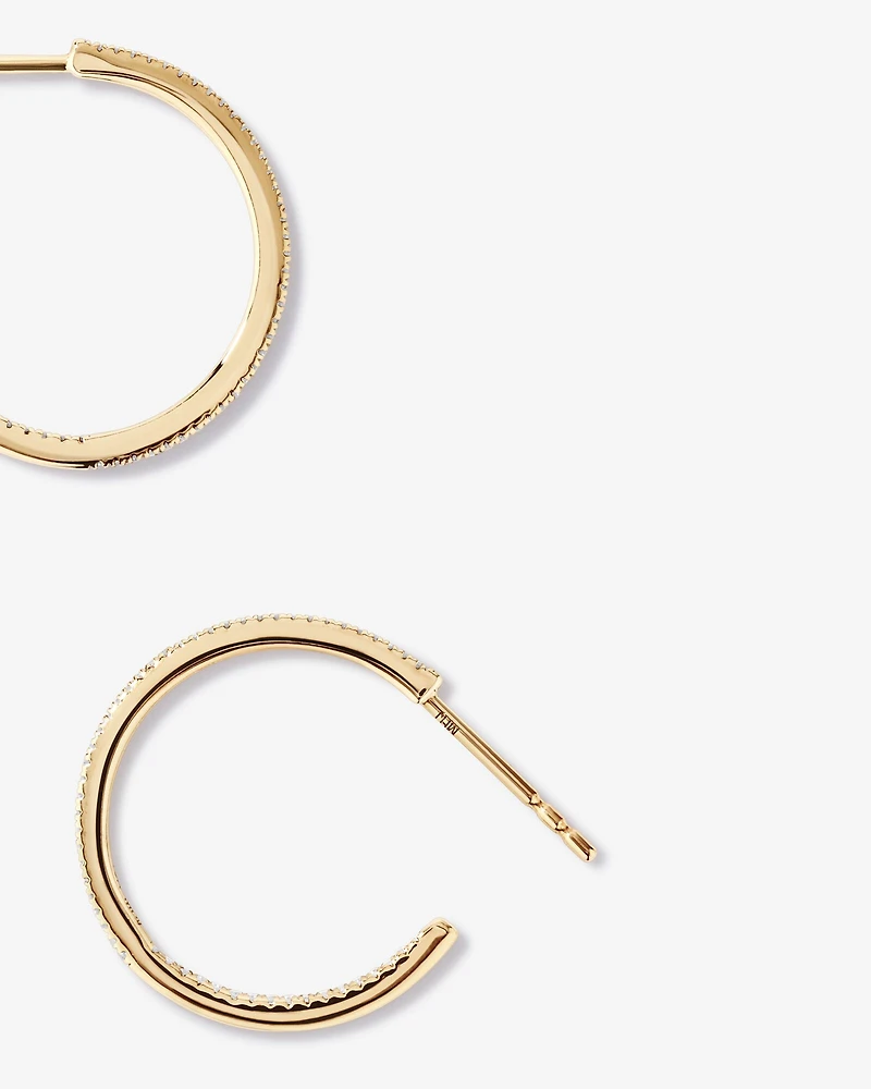 0.15 Carat TW Fine Diamond Hoop Earrings 10kt Yellow Gold