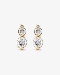 Boucles d'oreilles clous deux pierres en or jaune 10kt