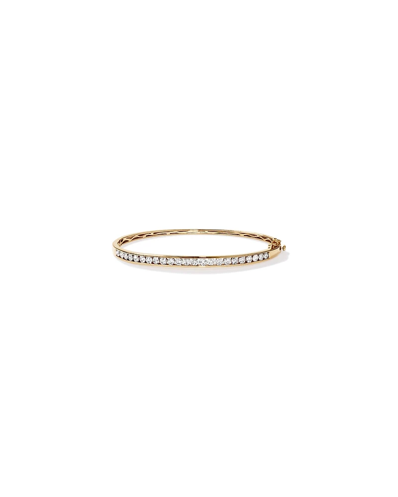 Bracelet jonc en or jaune 10 K avec diamants totalisant 2 ct