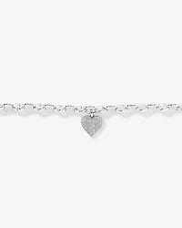 Cubic Zirconia Pave Heart Belcher Bracelet in Sterling Silver