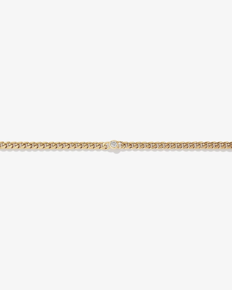 Bracelet à maille gourmette avec accent de diamant en or jaune 10 carats