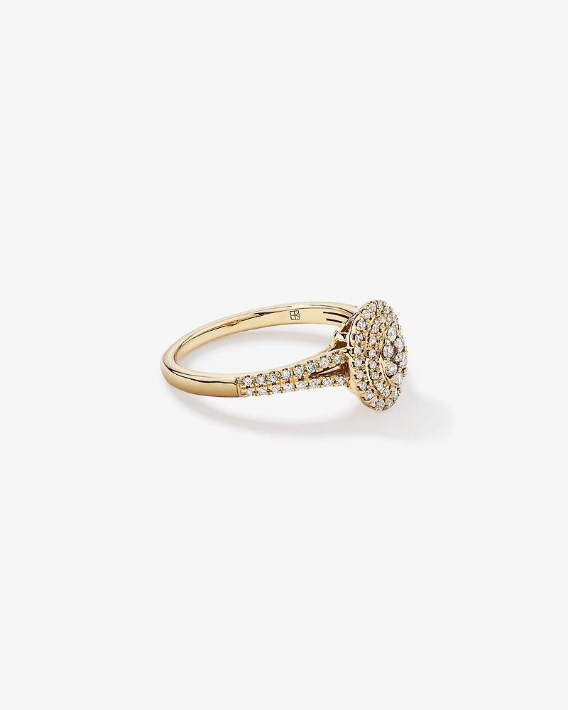 Bague De Fiançailles Halo En Grappe De Diamants En Forme De Poire 0,30 Carat Tw En Or Jaune 10 Carats